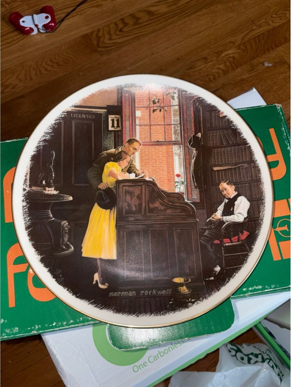 Vintage Norman Rockwell The Marriage License 1976 Collector Plate by Gorham